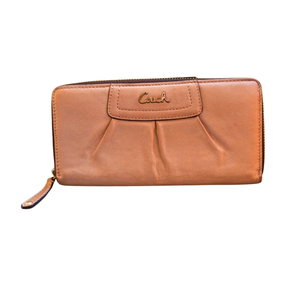 COACH EUC Pearlescent Gold Leather Continental Full Zip Wallet Vintage
